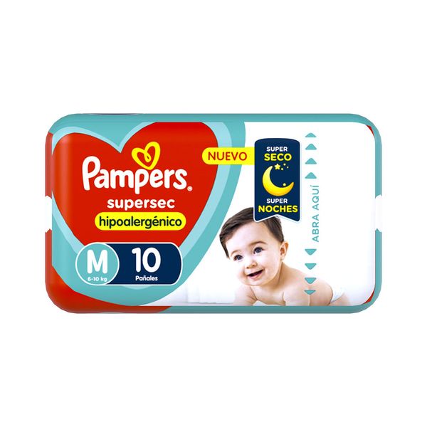 PAMPERS SUPERSEC PLUS MED 10 PAÑ